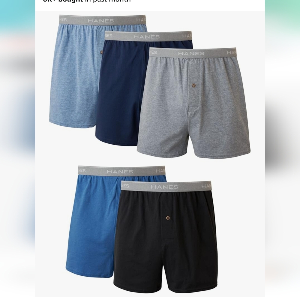 Hanes Men's Boxers - Light Blue, Navy, Gray, Black
